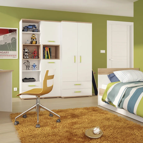 4KIDS Tall 2 Drawer Bookcase with Lemon Handles