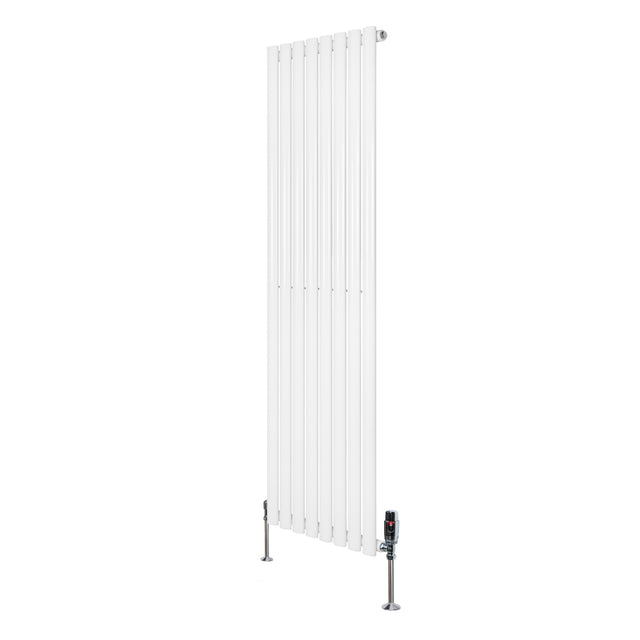 Oval Single Column Radiator & Valves  1600mm x 480mm  White