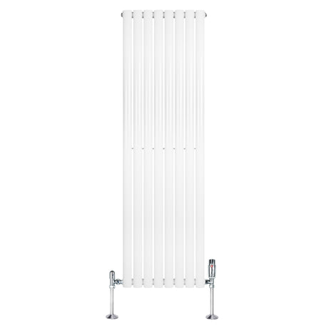 Oval Single Column Radiator & Valves  1600mm x 480mm  White