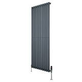 Oval Single Column Radiator & Valves  1600mm x 600mm  Anthracite Grey