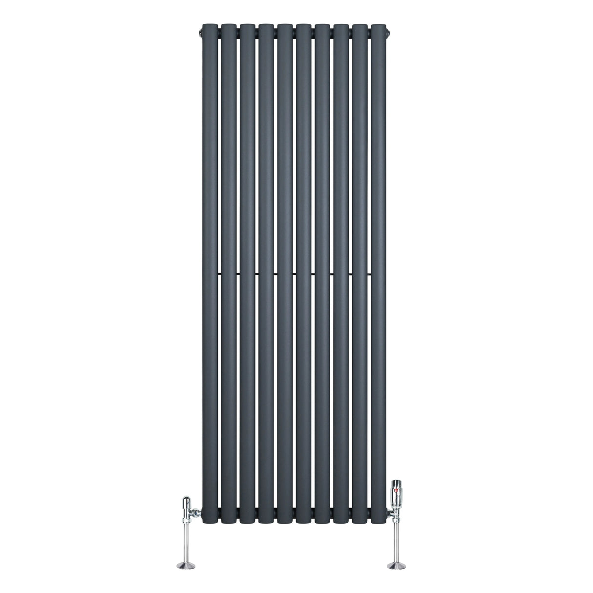 Oval Single Column Radiator & Valves  1600mm x 600mm  Anthracite Grey