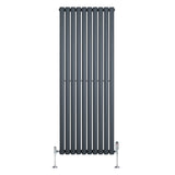 Oval Single Column Radiator & Valves  1600mm x 600mm  Anthracite Grey