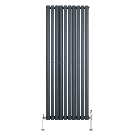 Oval Single Column Radiator & Valves  1600mm x 600mm  Anthracite Grey