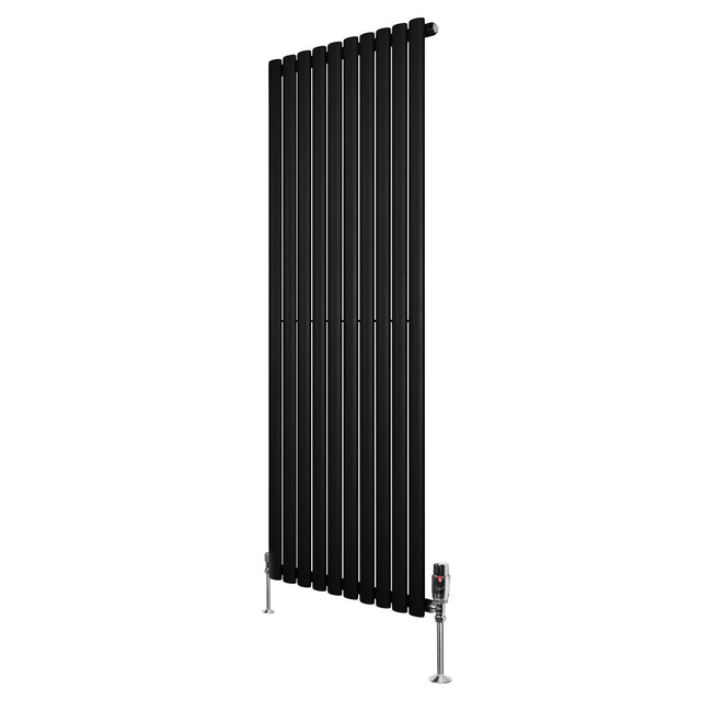 Oval Single Column Radiator & Valves  1600mm x 600mm  Black