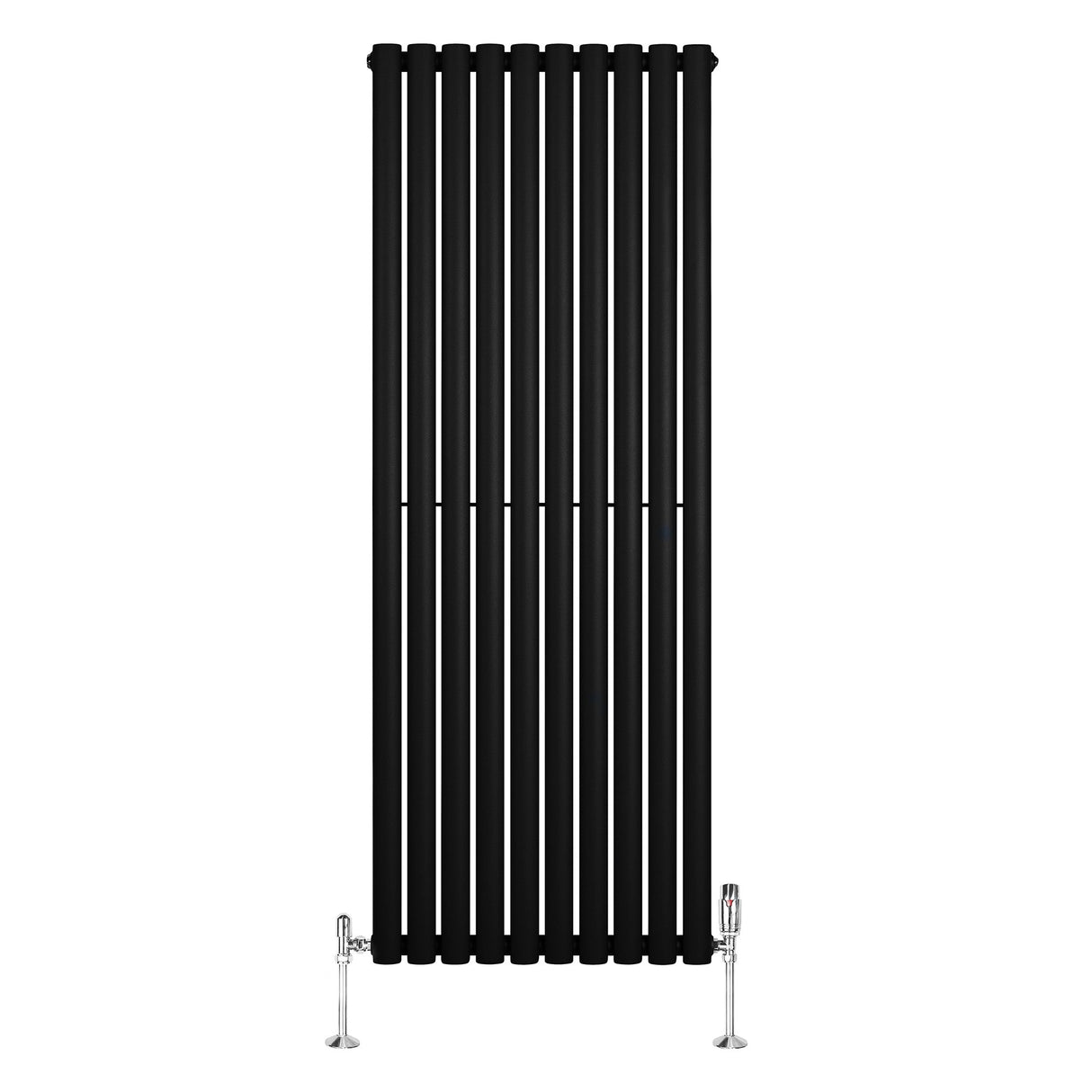 Oval Single Column Radiator & Valves  1600mm x 600mm  Black