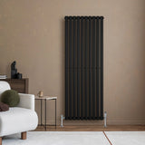 Oval Single Column Radiator & Valves  1600mm x 600mm  Black