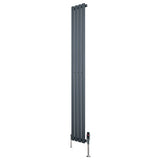 Oval Single Column Radiator & Valves  1800mm x 240mm  Anthracite Grey