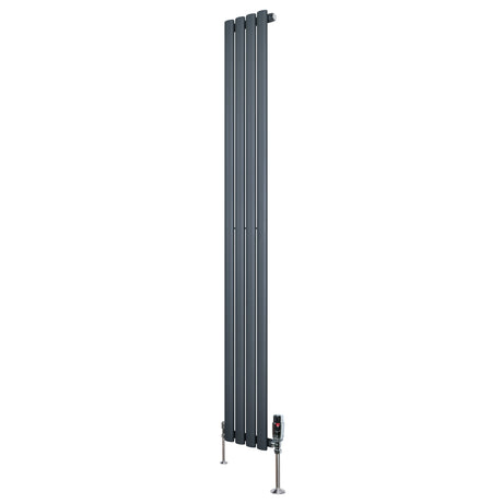 Oval Single Column Radiator & Valves  1800mm x 240mm  Anthracite Grey