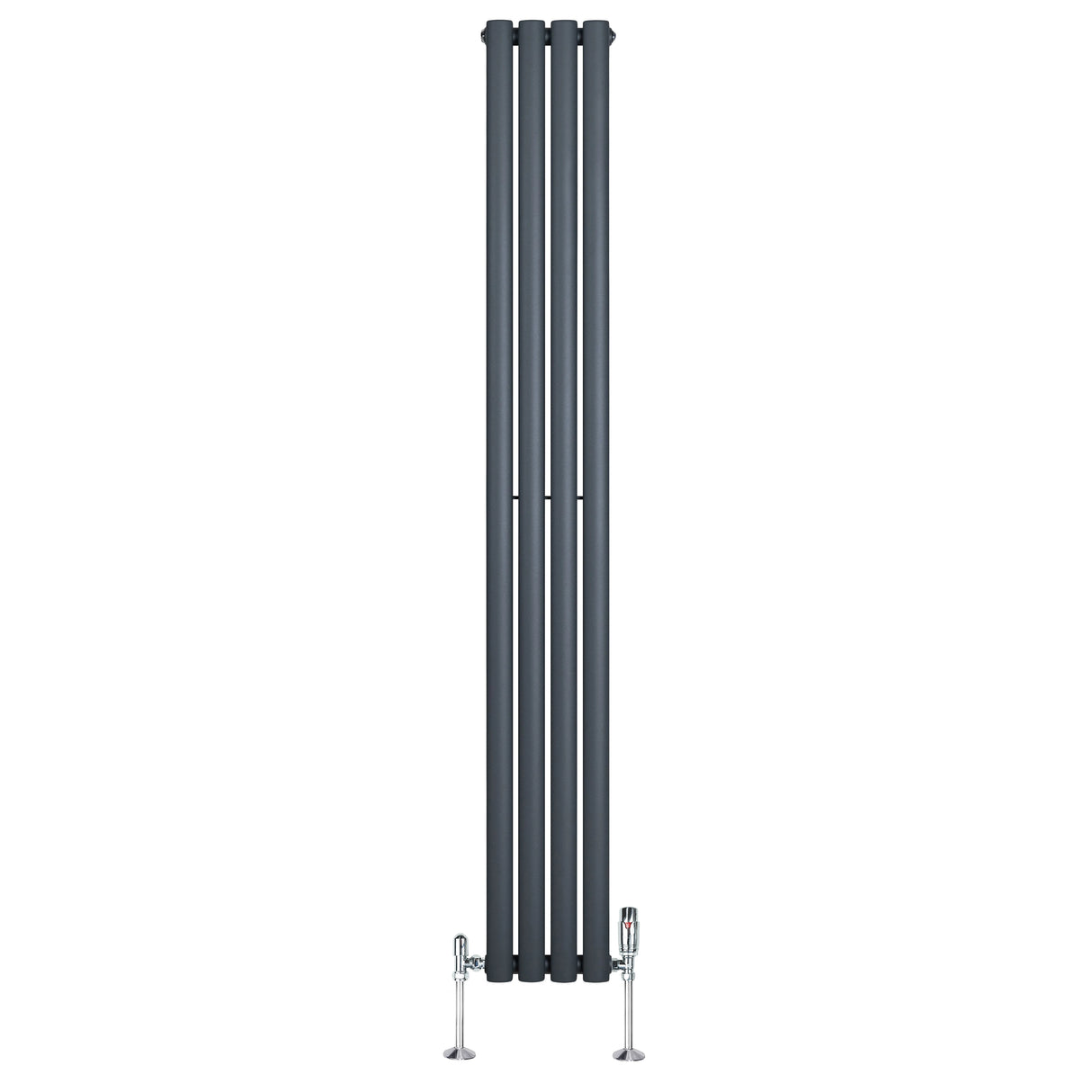 Oval Single Column Radiator & Valves  1800mm x 240mm  Anthracite Grey