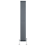 Oval Single Column Radiator & Valves  1800mm x 240mm  Anthracite Grey