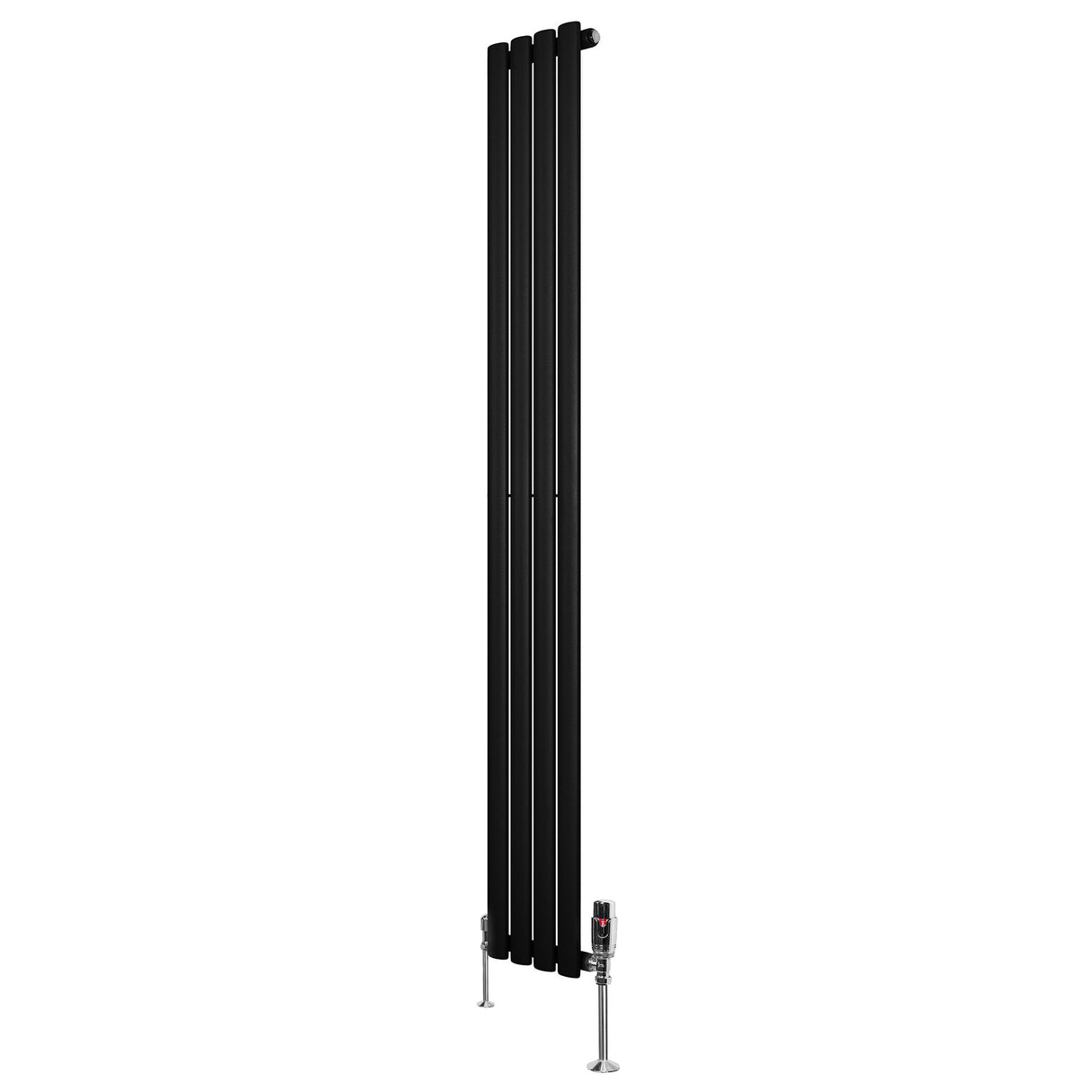 Oval Single Column Radiator & Valves  1800mm x 240mm  Black