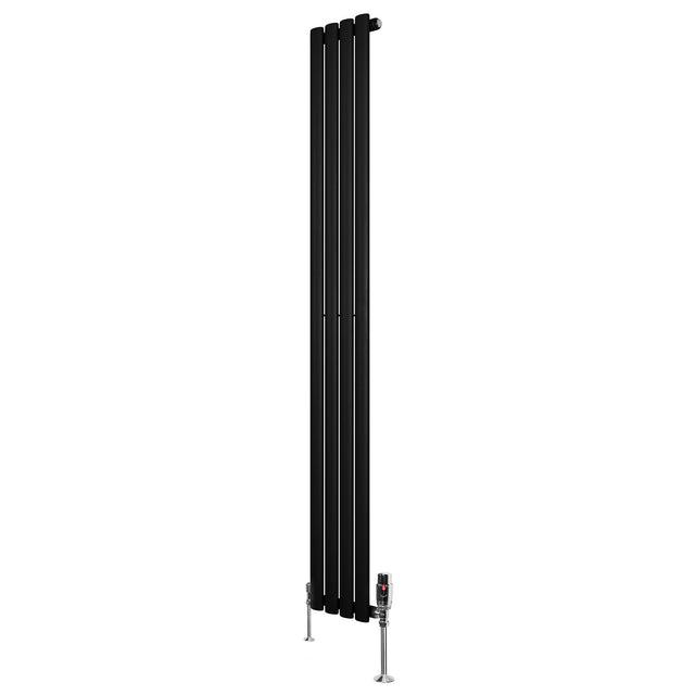 Oval Single Column Radiator & Valves  1800mm x 240mm  Black