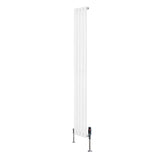Oval Single Column Radiator & Valves  1800mm x 240mm  White