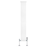 Oval Single Column Radiator & Valves  1800mm x 240mm  White