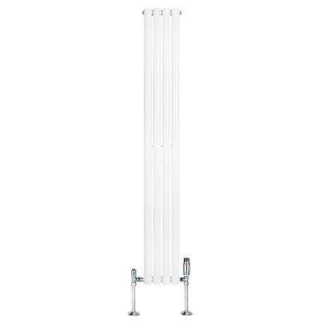 Oval Single Column Radiator & Valves  1800mm x 240mm  White