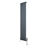 Oval Single Column Radiator & Valves  1800mm x 360mm  Anthracite Grey
