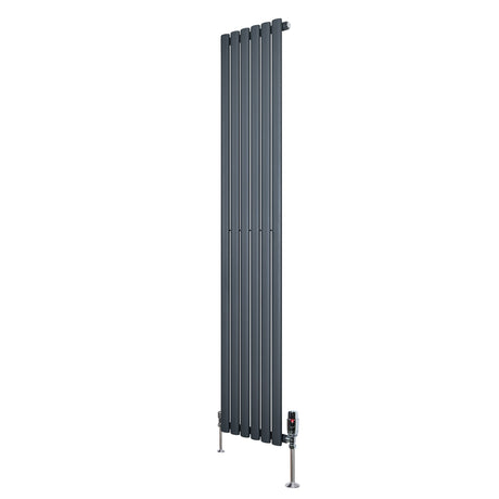 Oval Single Column Radiator & Valves  1800mm x 360mm  Anthracite Grey