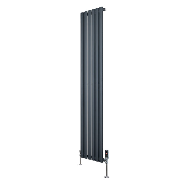 Oval Single Column Radiator & Valves  1800mm x 360mm  Anthracite Grey