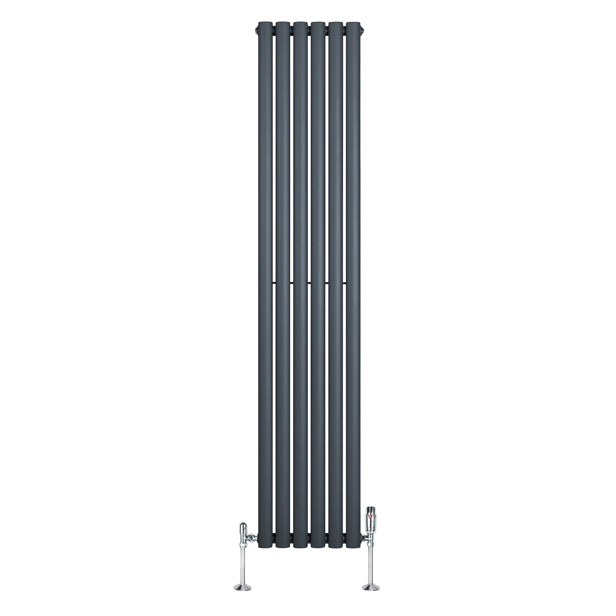 Oval Single Column Radiator & Valves  1800mm x 360mm  Anthracite Grey