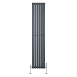 Oval Single Column Radiator & Valves  1800mm x 360mm  Anthracite Grey