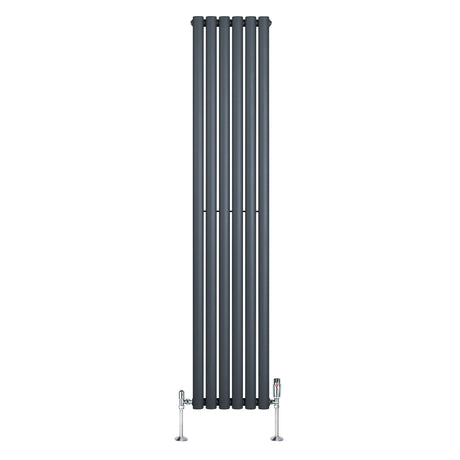 Oval Single Column Radiator & Valves  1800mm x 360mm  Anthracite Grey