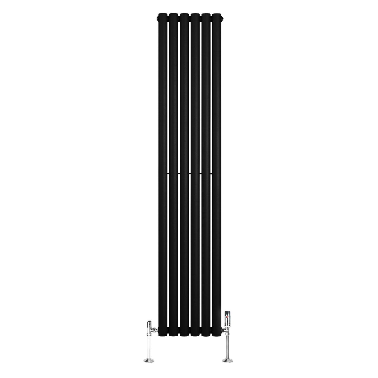 Oval Single Column Radiator & Valves  1800mm x 360mm  Black