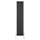 Oval Single Column Radiator & Valves  1800mm x 360mm  Black