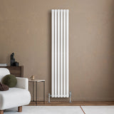 Oval Single Column Radiator & Valves  1800mm x 360mm  White