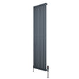 Oval Single Column Radiator & Valves  1800mm x 480mm  Anthracite Grey