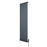Oval Single Column Radiator & Valves  1800mm x 480mm  Anthracite Grey
