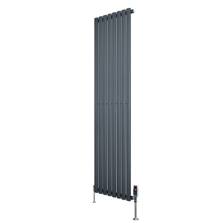 Oval Single Column Radiator & Valves  1800mm x 480mm  Anthracite Grey