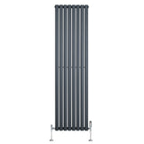 Oval Single Column Radiator & Valves  1800mm x 480mm  Anthracite Grey