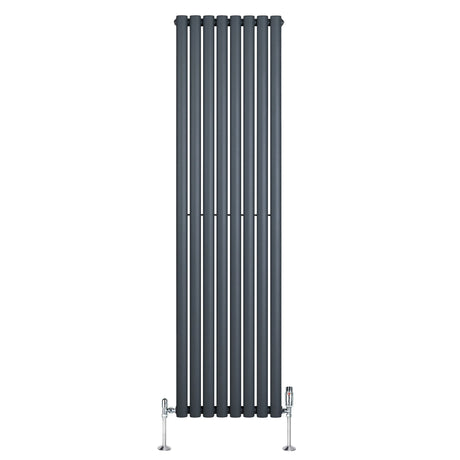 Oval Single Column Radiator & Valves  1800mm x 480mm  Anthracite Grey