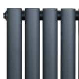 Oval Single Column Radiator & Valves  1800mm x 480mm  Anthracite Grey
