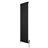 Oval Single Column Radiator & Valves  1800mm x 480mm  Black