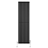 Oval Single Column Radiator & Valves  1800mm x 480mm  Black