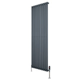 Oval Single Column Radiator & Valves  1800mm x 600mm  Anthracite Grey