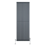 Oval Single Column Radiator & Valves  1800mm x 600mm  Anthracite Grey