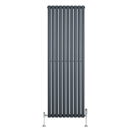 Oval Single Column Radiator & Valves  1800mm x 600mm  Anthracite Grey