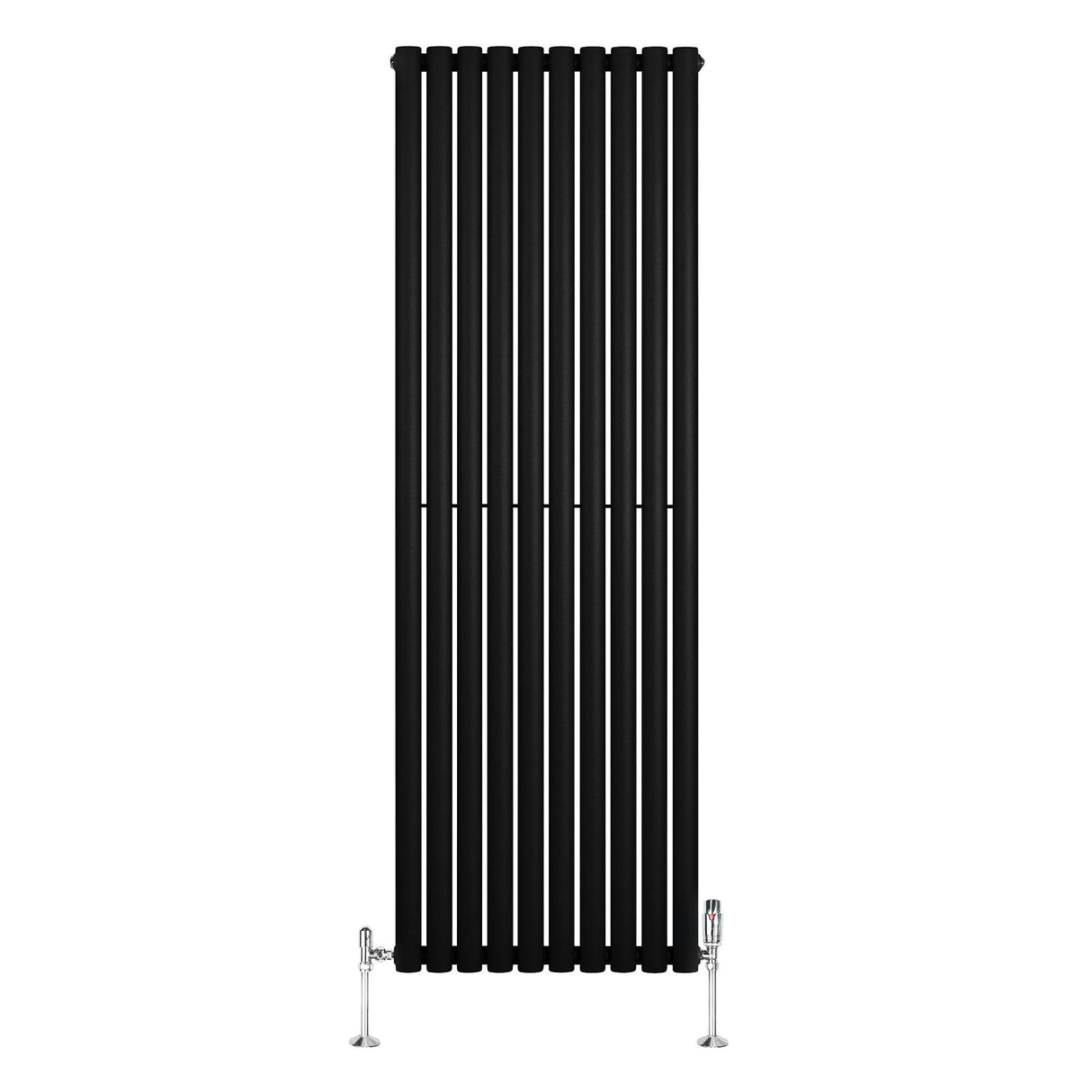 Oval Single Column Radiator & Valves  1800mm x 600mm  Black