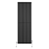 Oval Single Column Radiator & Valves  1800mm x 600mm  Black