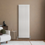 Oval Single Column Radiator & Valves  1800mm x 600mm  White