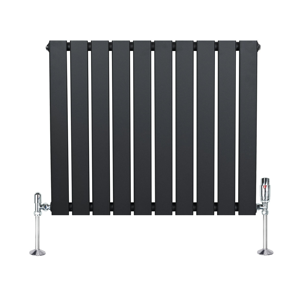 Flat Single Column Radiator & Valves  600mm x 700mm  Anthracite Grey