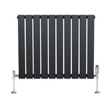 Flat Single Column Radiator & Valves  600mm x 700mm  Anthracite Grey