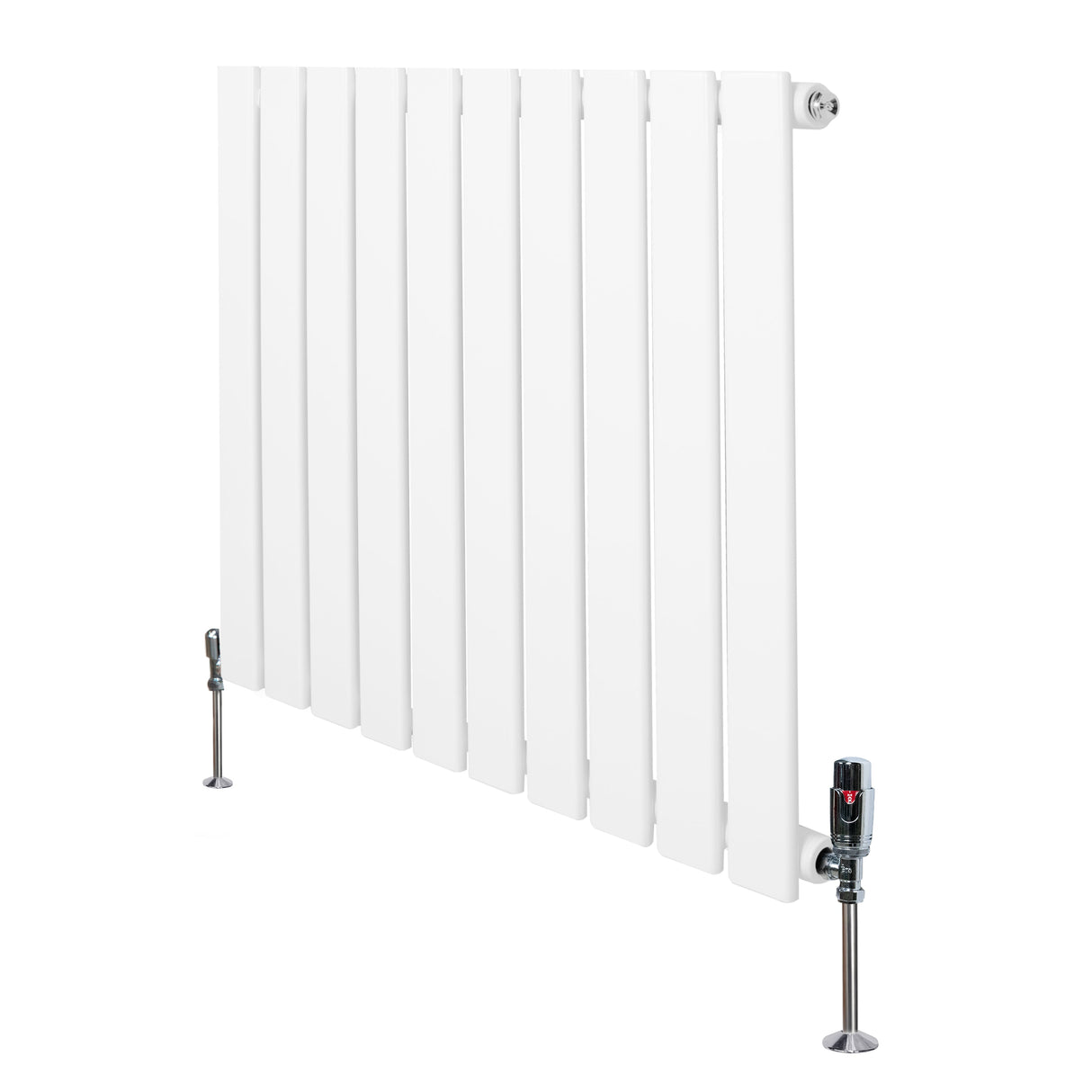 Flat Single Column Radiator & Valves  600mm x 700mm  White
