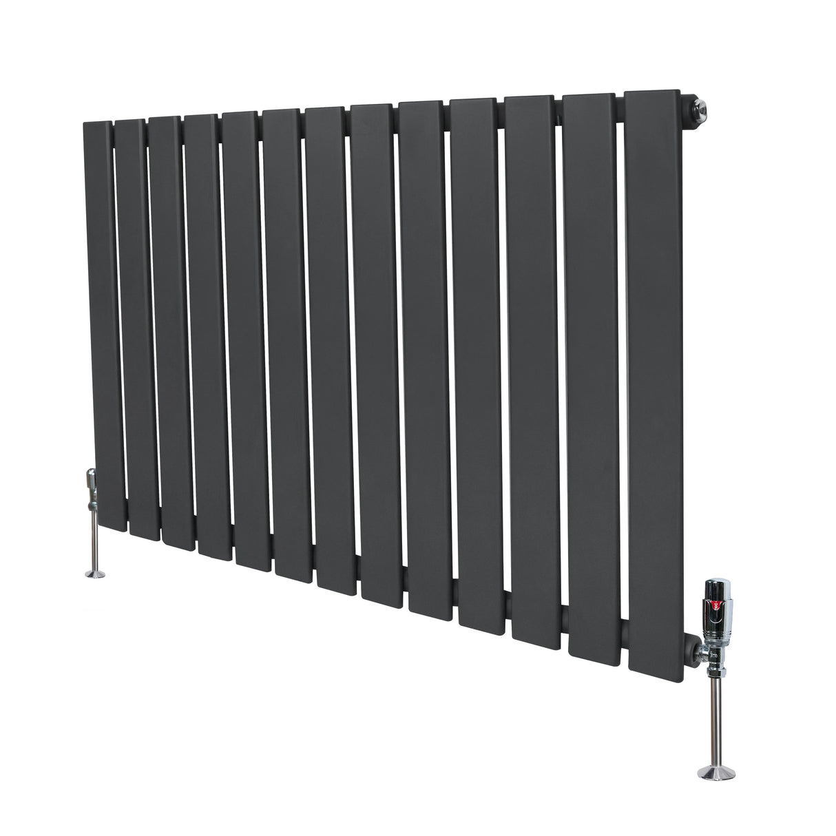 Flat Single Column Radiator & Valves  600mm x 910mm  Anthracite Grey