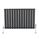 Flat Single Column Radiator & Valves  600mm x 910mm  Anthracite Grey