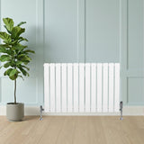 Flat Single Column Radiator & Valves  600mm x 910mm  White