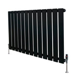 Flat Single Column Radiator & Valves  600mm x 910mm  Black