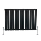 Flat Single Column Radiator & Valves  600mm x 910mm  Black